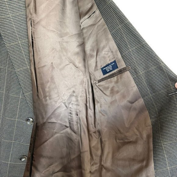 Jos. A. Bank Executive Collection Silk Wool Blend Brown Houndstooth Blazer 44R - Picture 4 of 8